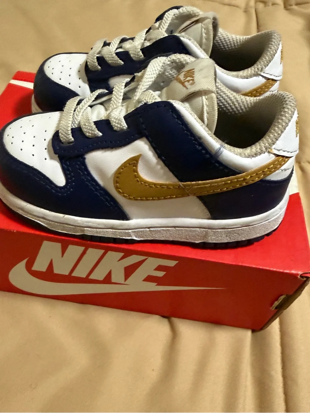 Nike Kids Low-Top Sneakers - White, Navy & Gold